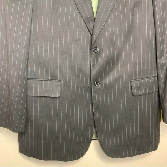Vintage Massimo Moda Black Green Pinstriped  Rayon Blend Mens Sport Coat Size 44 - Picture 12 of 12
